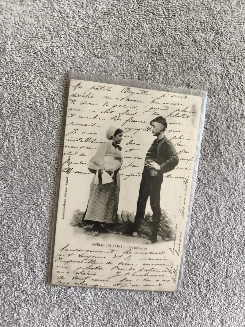 Carte postale CPA Amélie-les-Bains rencontre écrite photo costume