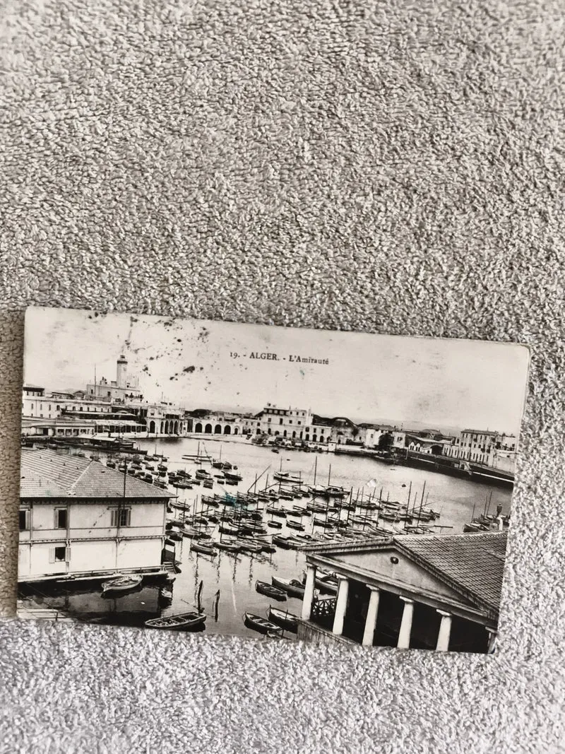 CPA photo ancienne Alger L'Amirauté port bateaux noir et blanc