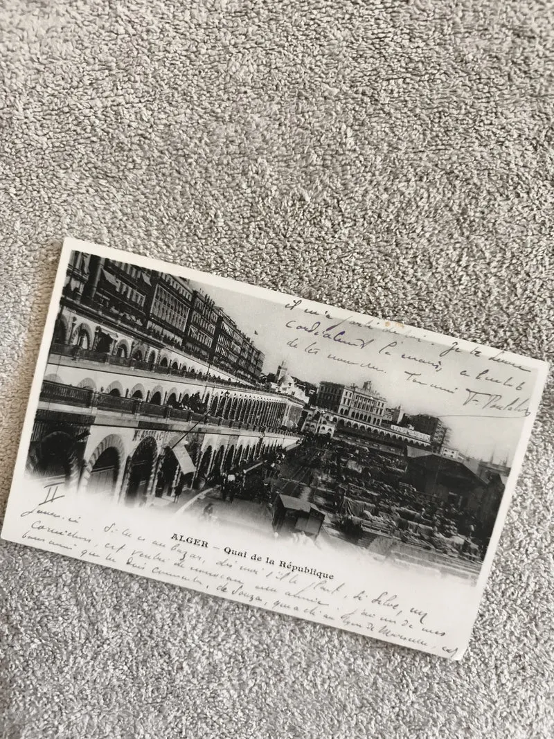CPA Alger Quai de la République écrite photo ancienne noir et blanc