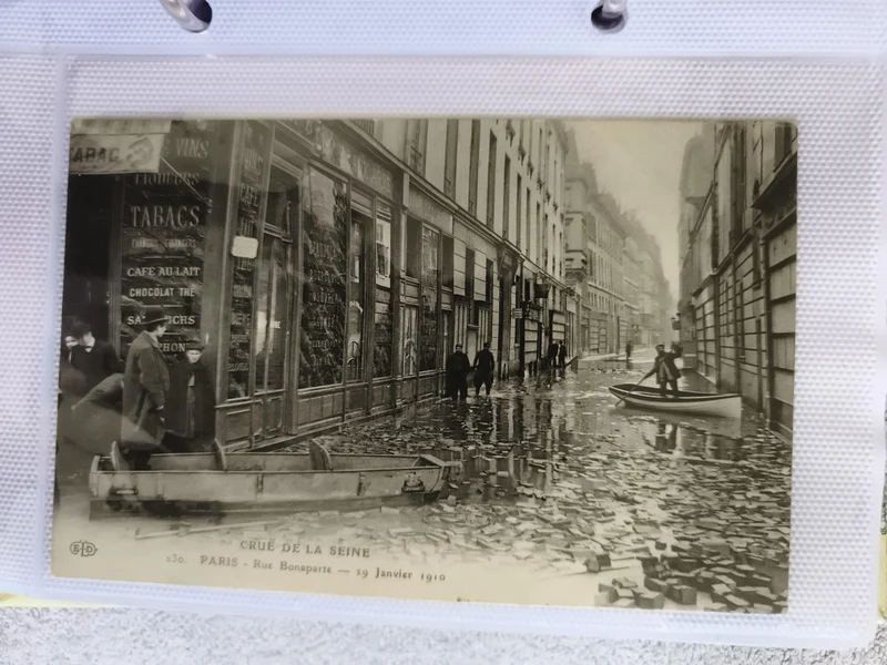 CPA photo Crue de la Seine Paris 1910 Rue Bonaparte inondation