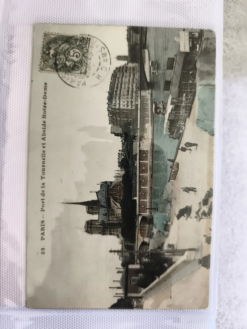 Carte postale Paris Notre-Dame Port de la Tournelle CPA timbre 5c début XXe