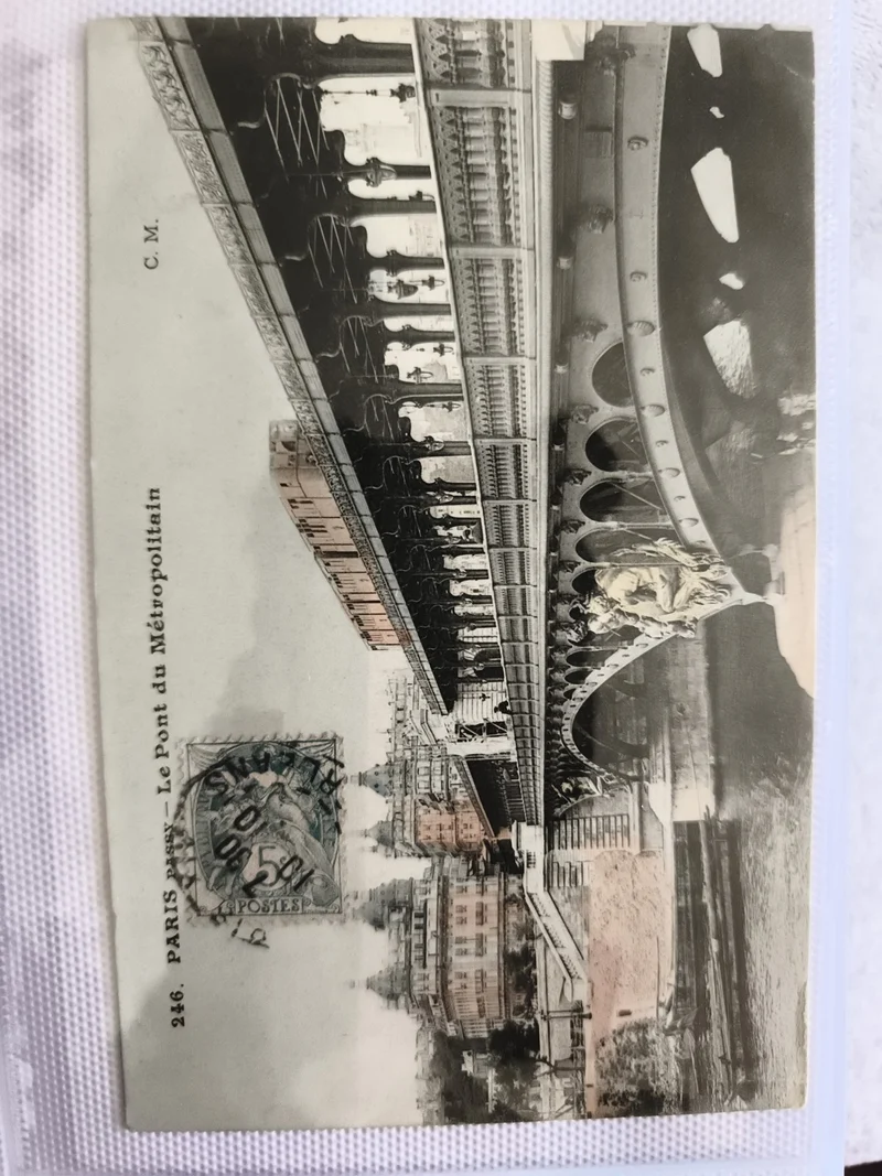 Carte postale CPA Paris Pont Métropolitain timbre oblitéré début XXe