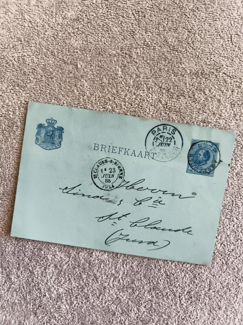 Carte postale ancienne Briefkaart bleue oblitérée Paris 1886 CPA