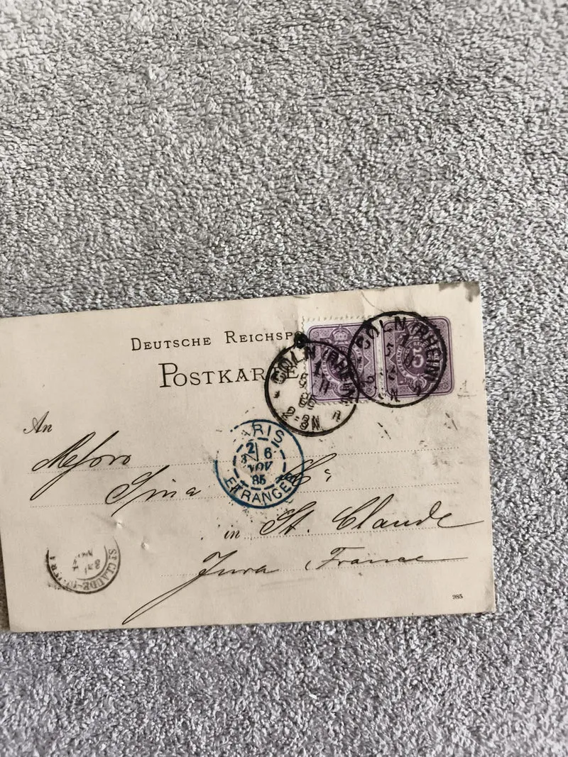 CPA carte postale allemande Deutsche Reichspost timbres 1886 oblitération Paris