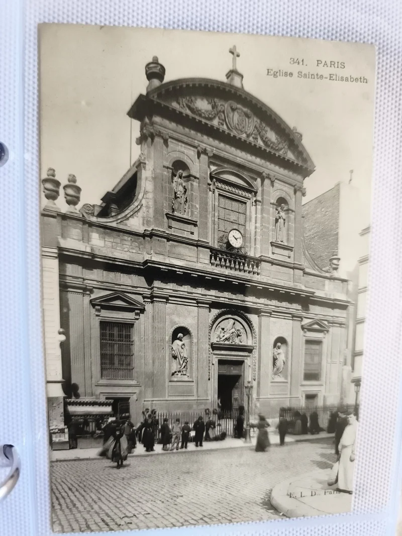CPA Paris Église Sainte-Elisabeth façade animée photo ancienne