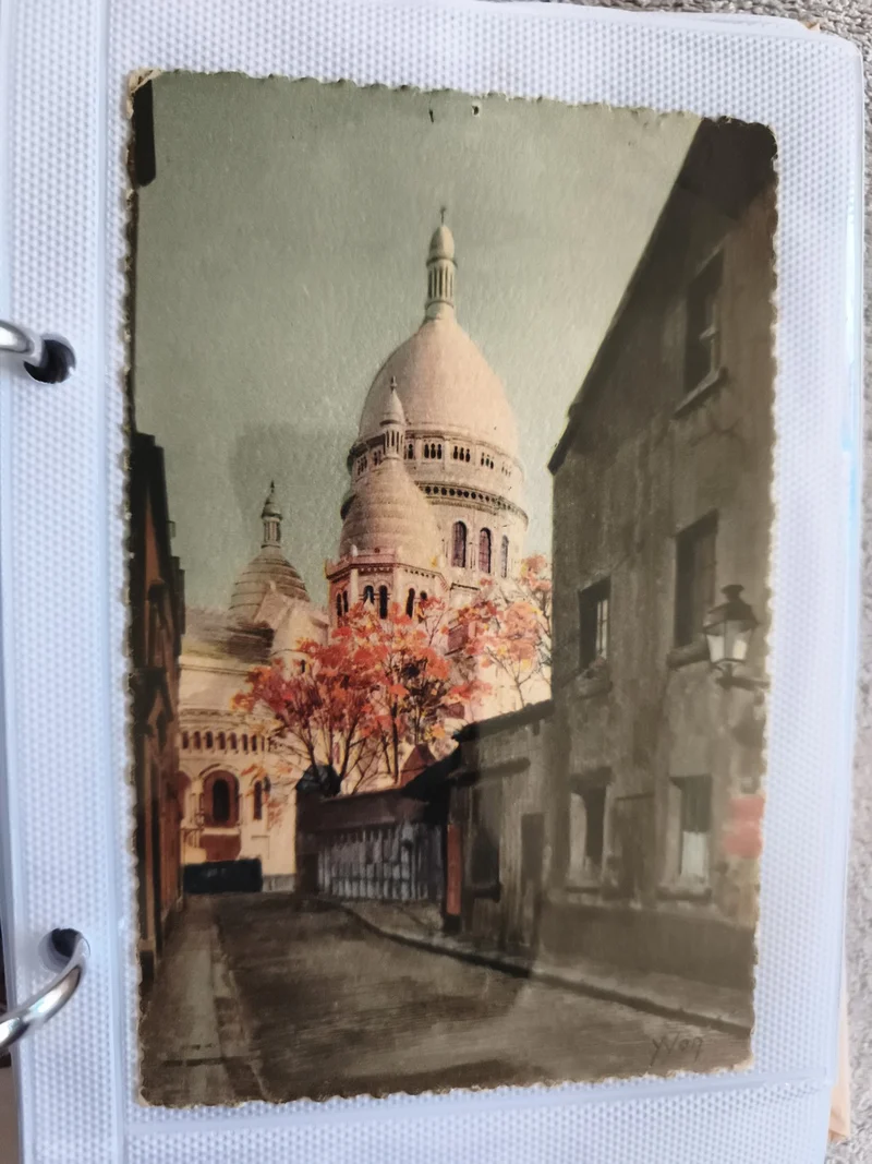 CPA Paris Montmartre Sacré-Cœur photo colorisée église carte postale