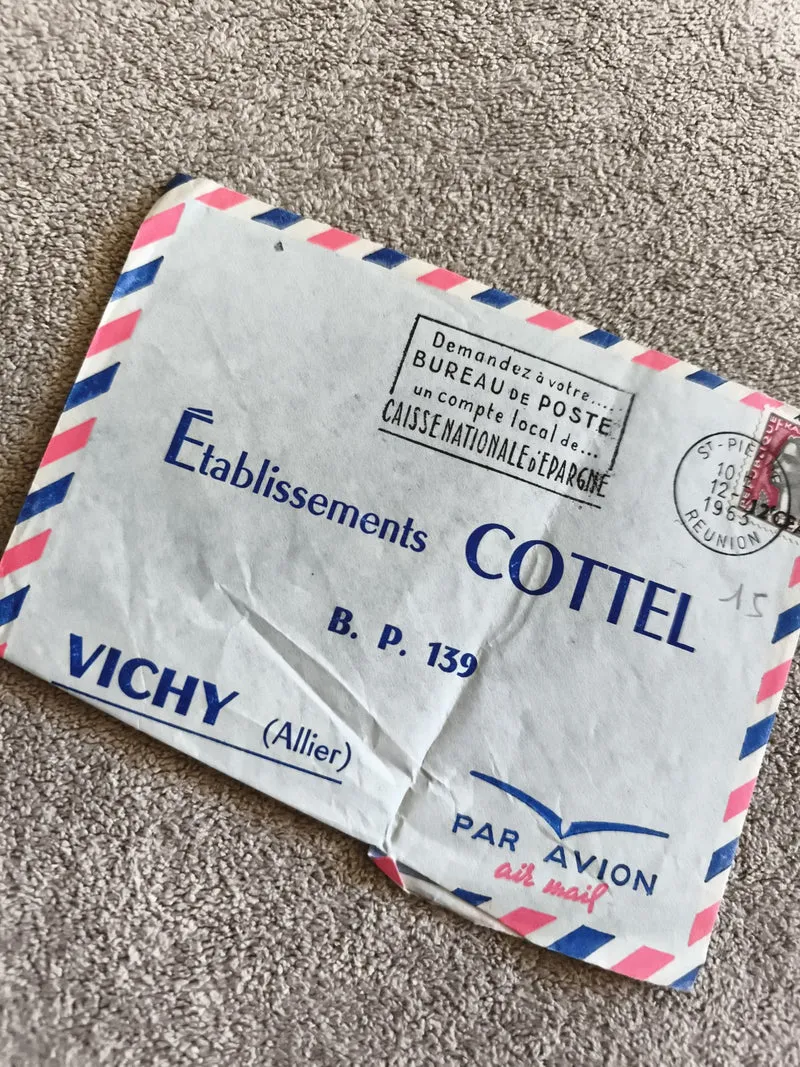 Enveloppe avion Cottel Vichy Allier 1993 timbre oblitéré philatélie