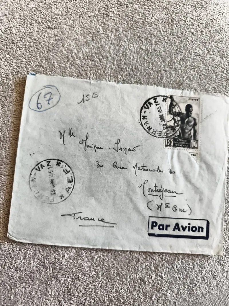 Lettre affranchie Afrique Équatoriale Française 10c, tampon Brazzaville, Par Avi