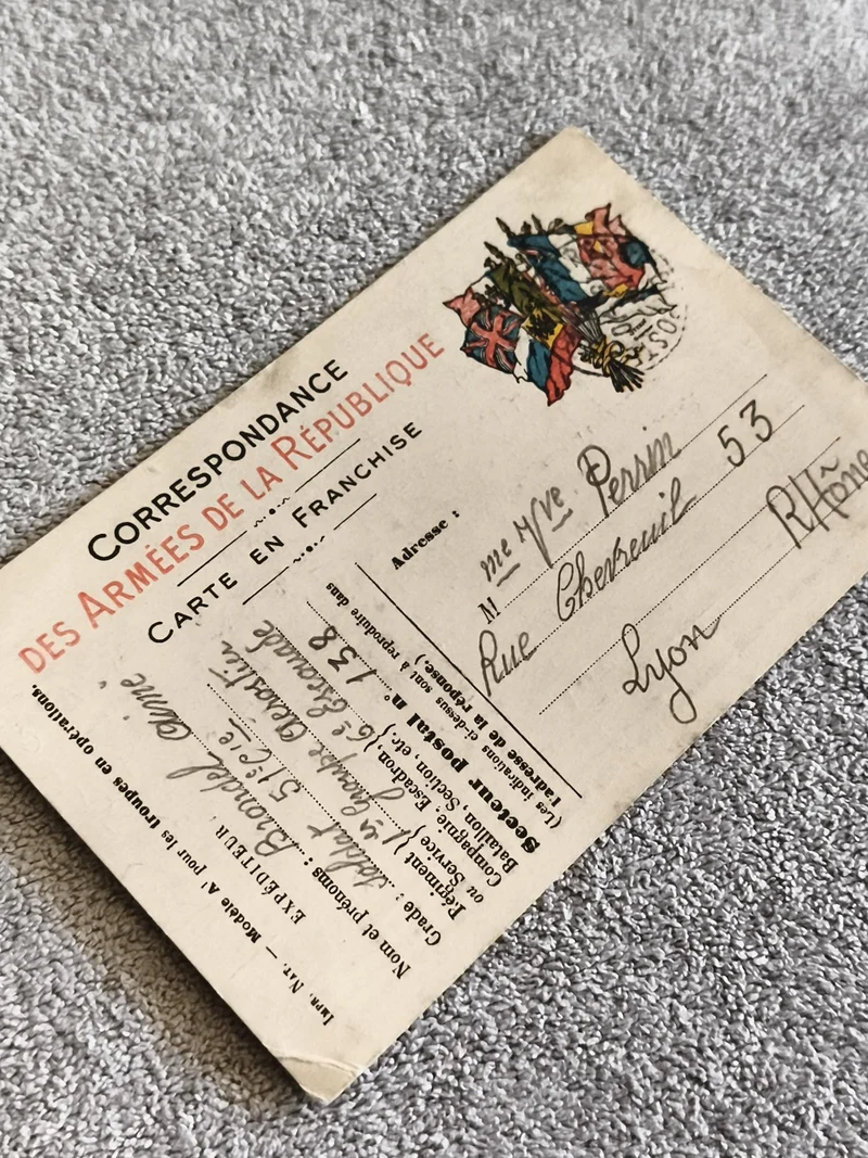 Carte militaire Armées de la République, correspondance 14-18, drapeaux alliés