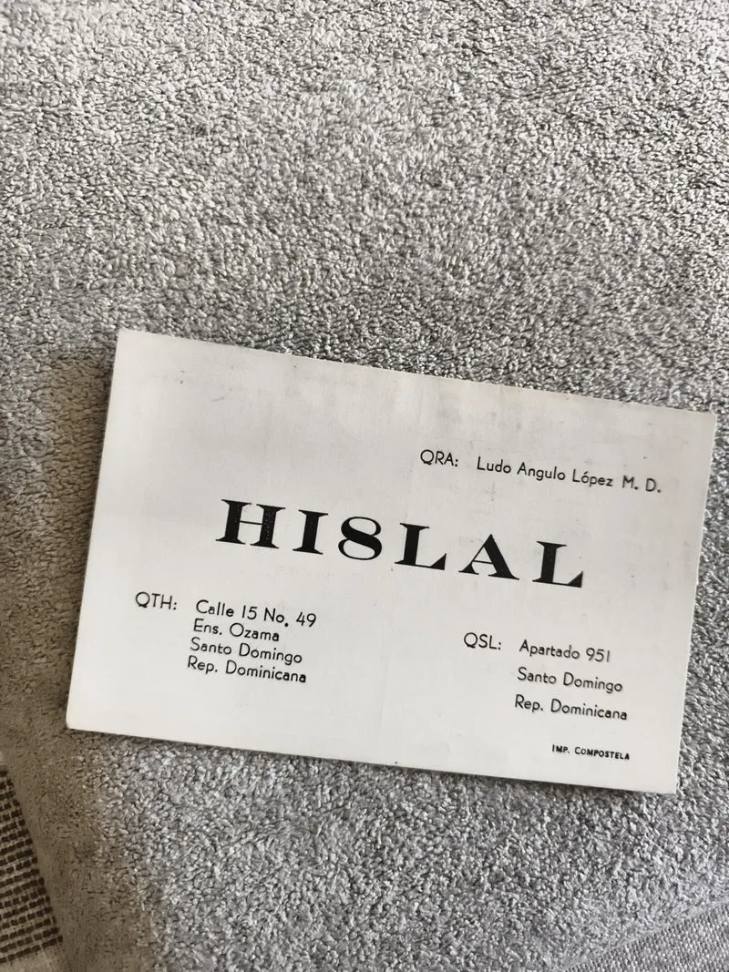 Carte QSL radio ancienne HI8LAL République Dominicaine vintage radioamateur