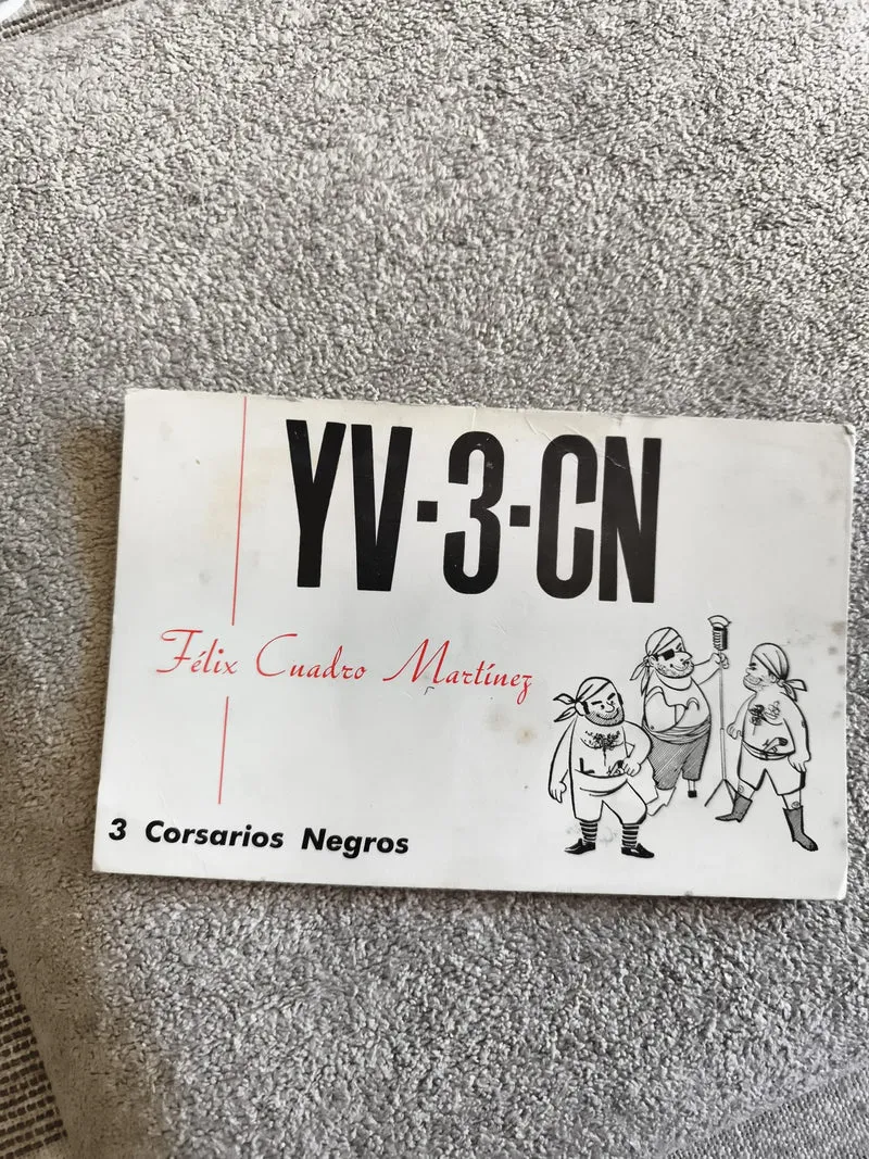 Carte radio ancienne YV-3-CN Félix Cuadro Martínez 3 Corsarios Negros vintage