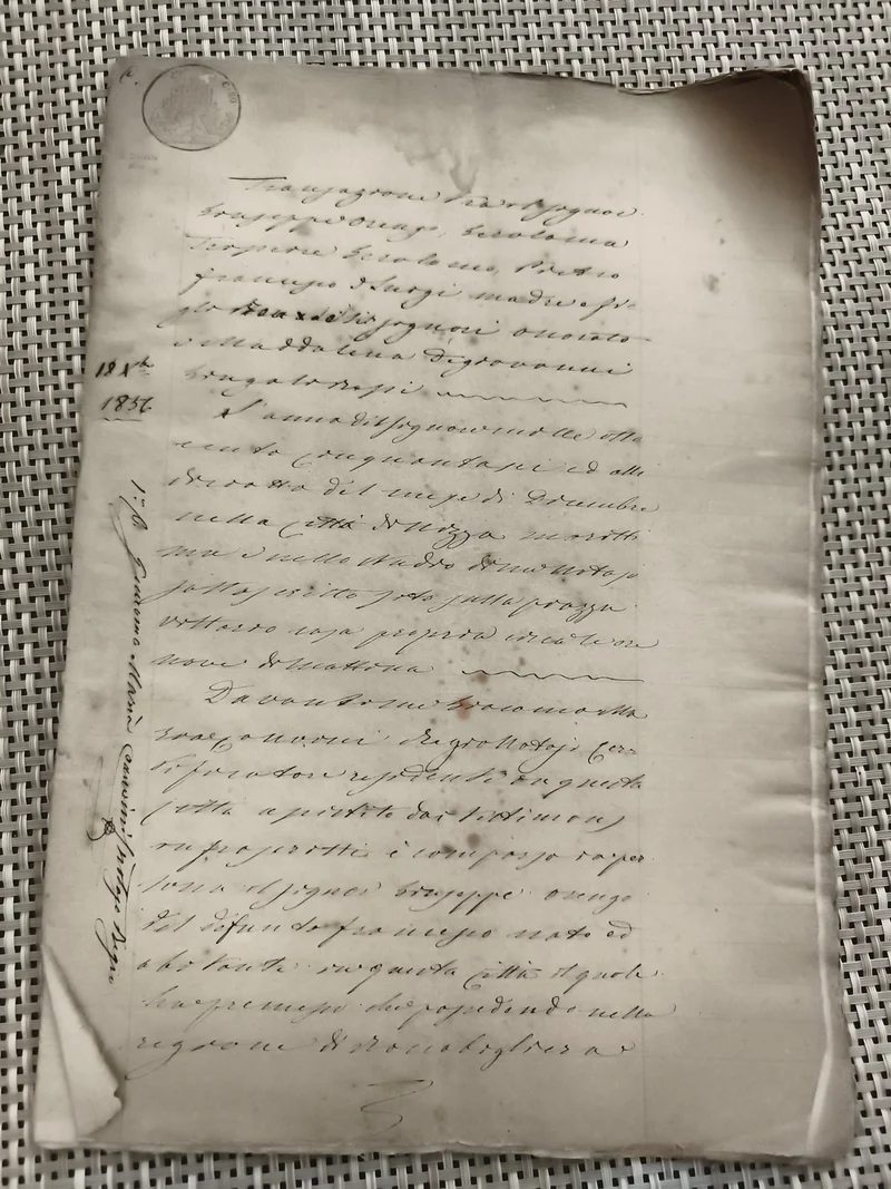 Ancien document manuscrit 19e siècle, papier filigrané, écriture cursive
