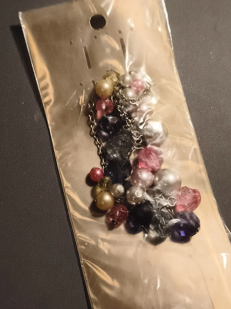 Boucles d’oreilles vintage grappes perles multicolores deadstock fantaisie rétro