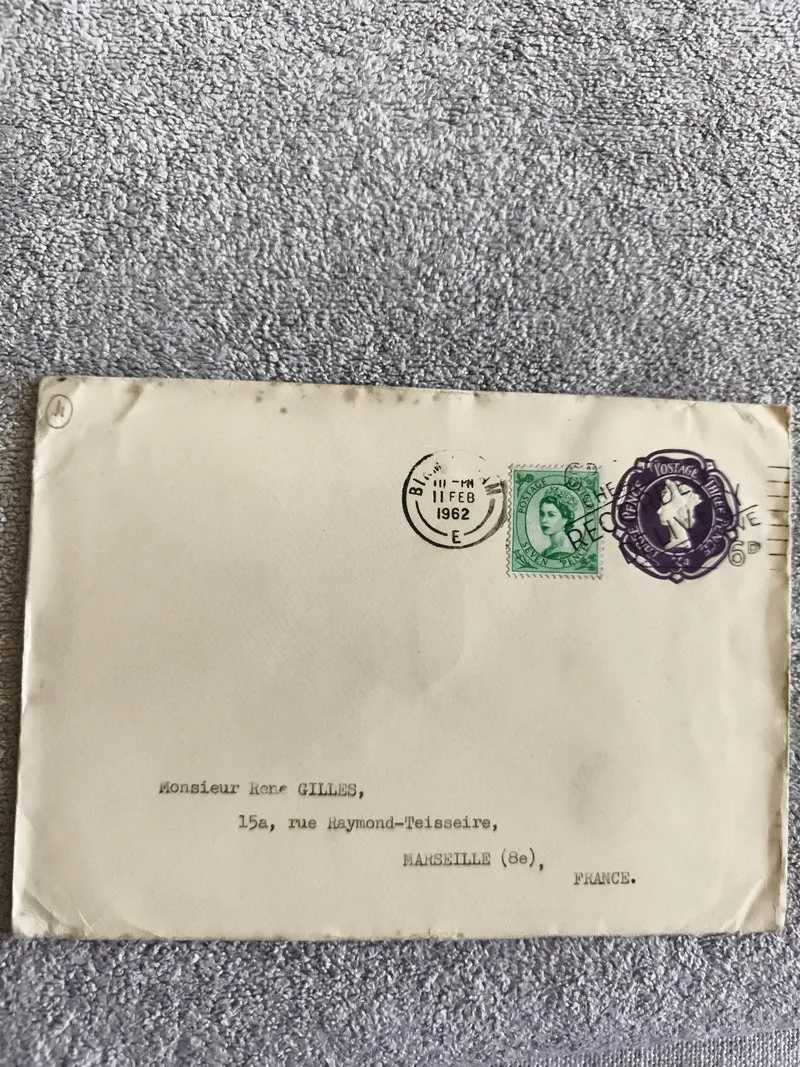 Lettre affranchie Royaume-Uni 1962 timbre Elizabeth II oblitération Marseille ph