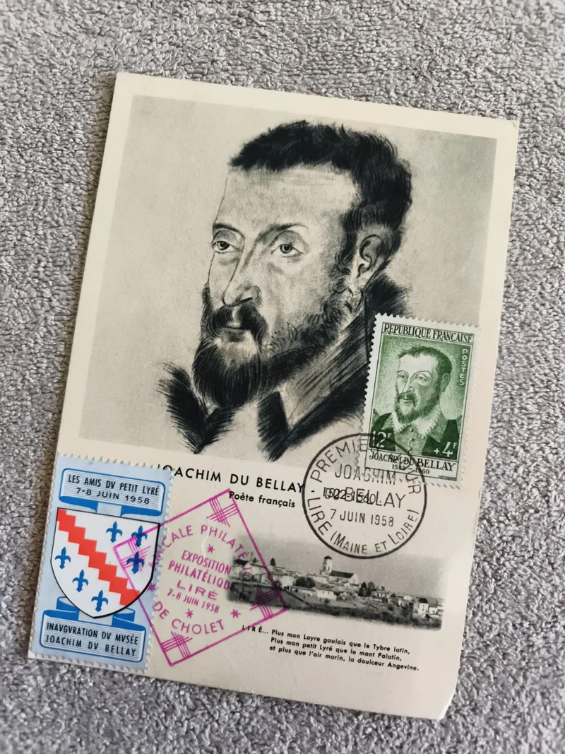 Carte Premier Jour philatélie Joachim du Bellay timbre 1958 Exposition Cholet