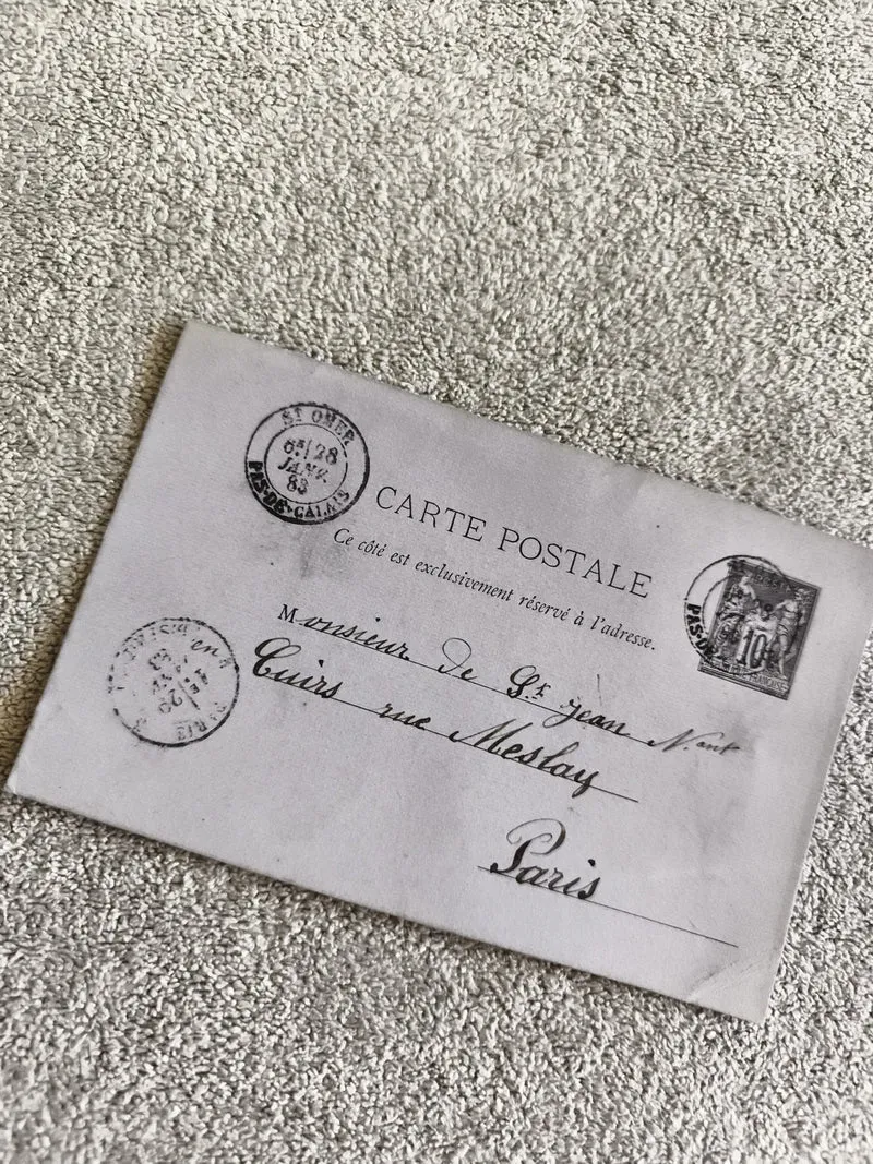 Carte postale timbrée France 19e siècle Calais Paris philatélie