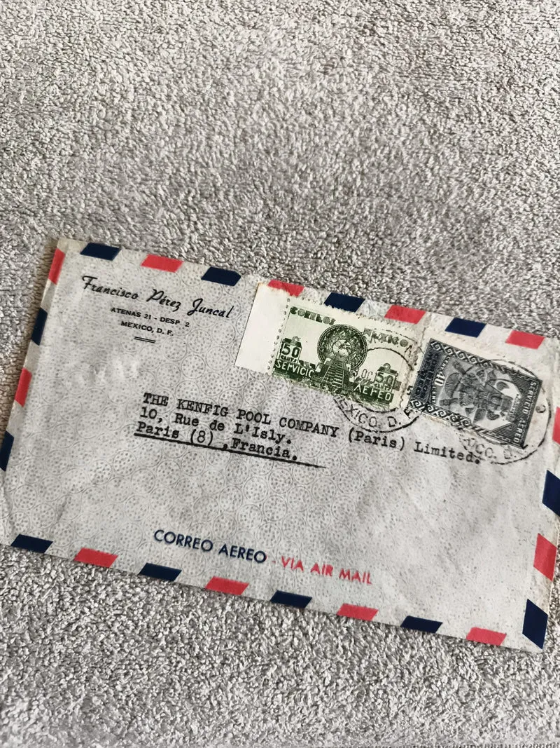 Lettre avion Mexique France timbres 50c 1p CORREO AEREO cachet philatélie