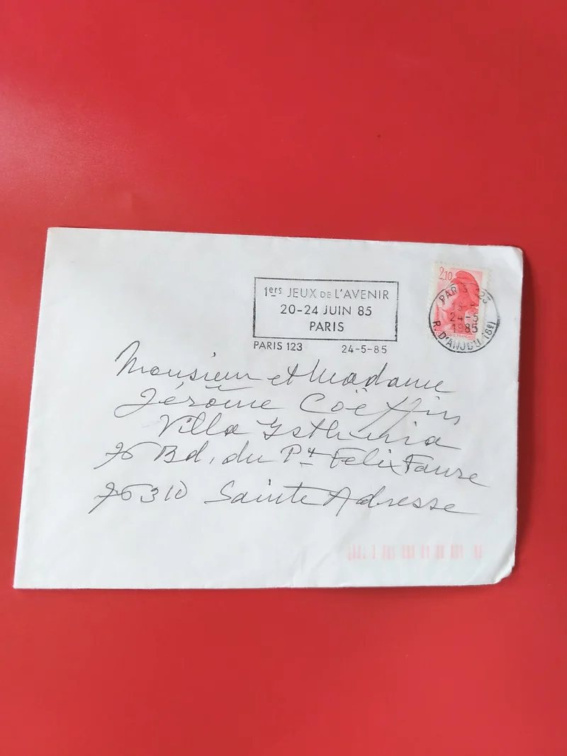 Enveloppe philatélie affranchie 1985 Jeux de l?Avenir Paris timbre Marianne