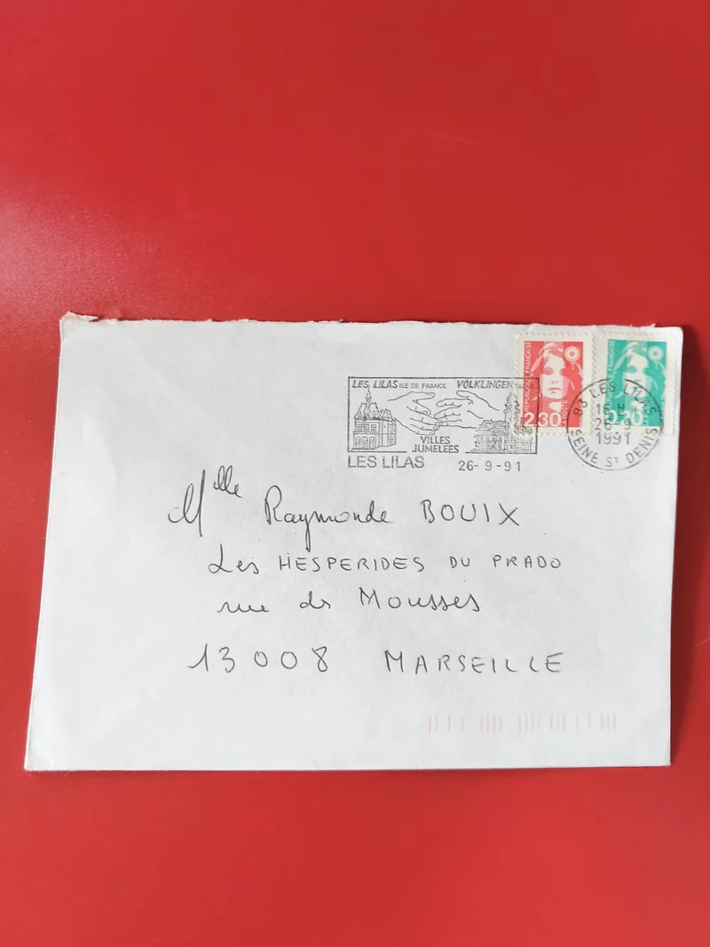 Enveloppe philatélie affranchie timbres Marianne 1991 Les Lilas Marseille
