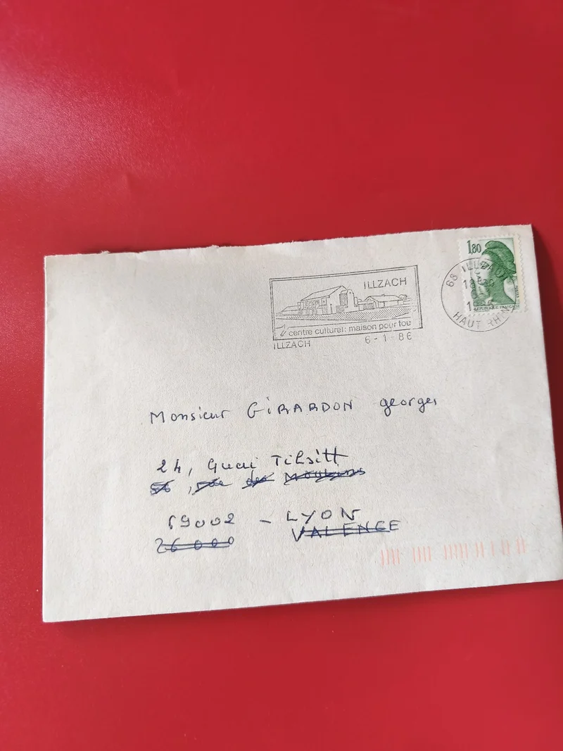 Enveloppe philatélie oblitérée Illzach avec timbre Marianne vert 1,80F