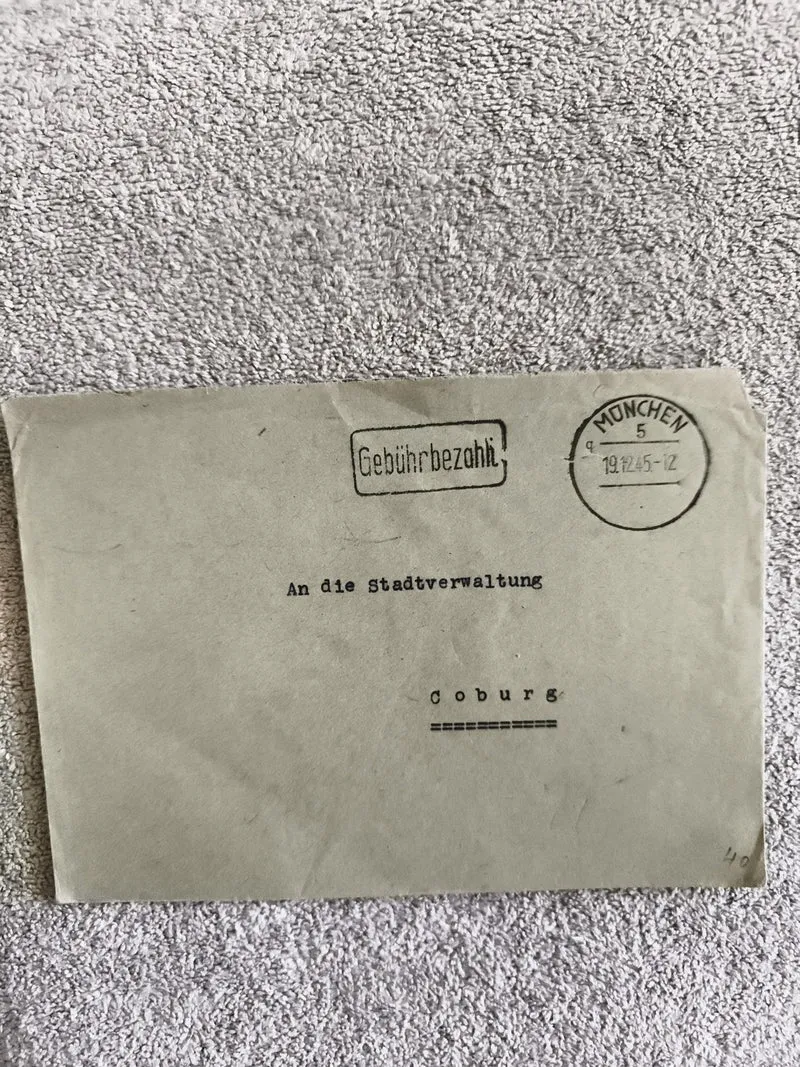 Lettre oblitérée Allemagne 1945 Munich Gebührbezahlt enveloppe philatélie