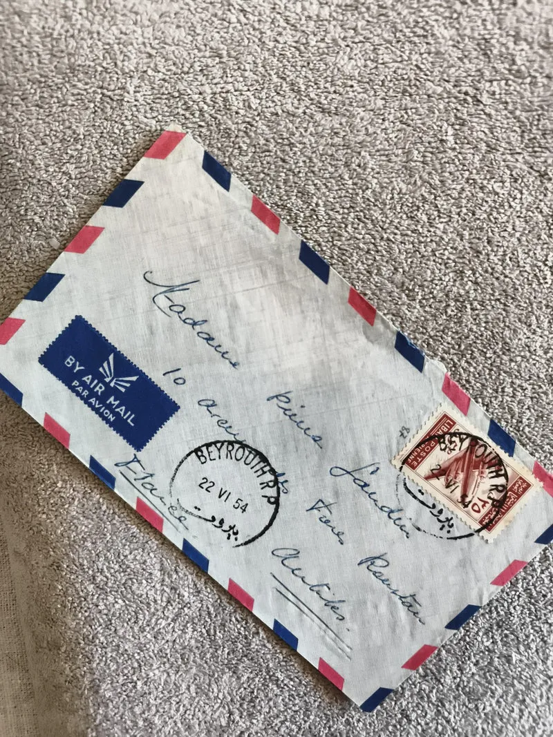 Lettre avion Liban 1954 affranchie timbre Beyrouth philatélie poste Air Mail