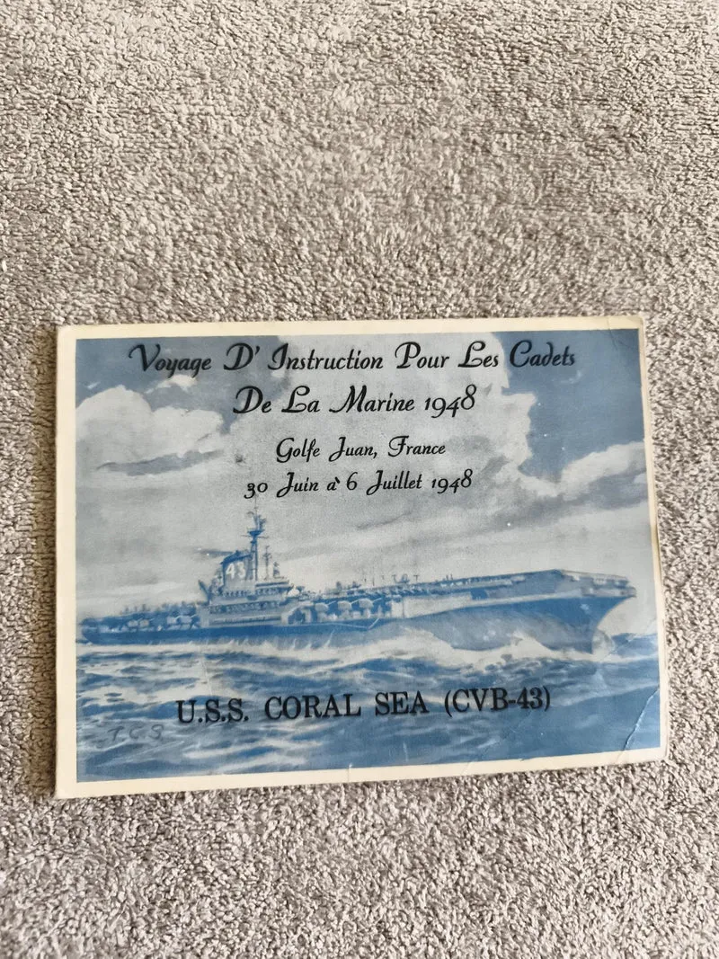 Document marine 1948 USS Coral Sea Golfe Juan instruction cadets