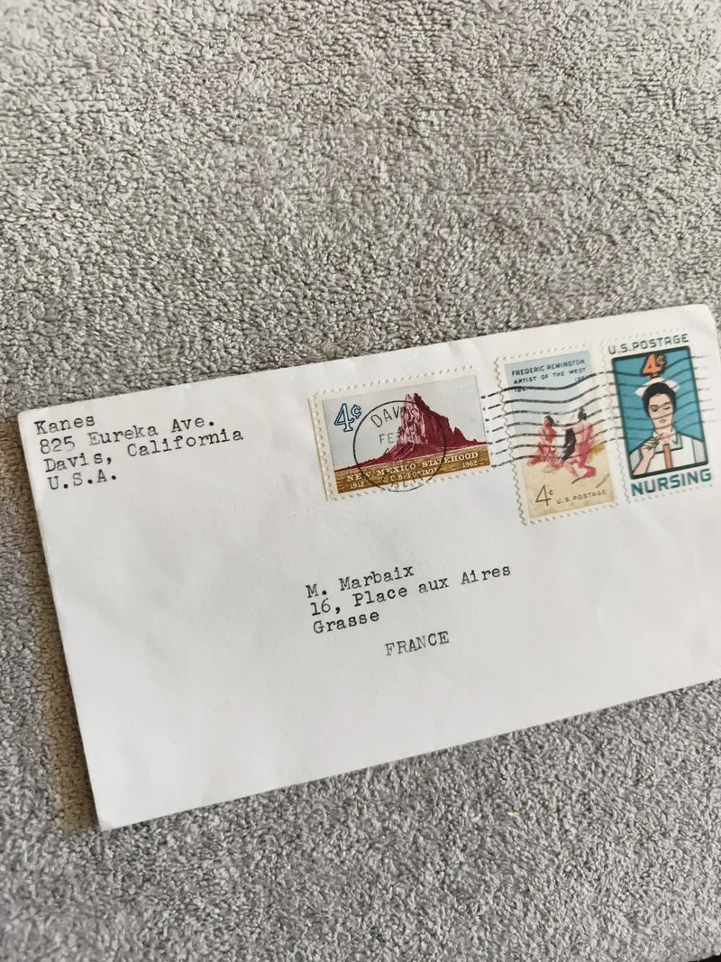 Lettre ancienne USA affranchie timbres 4c Davis California philatélie poste