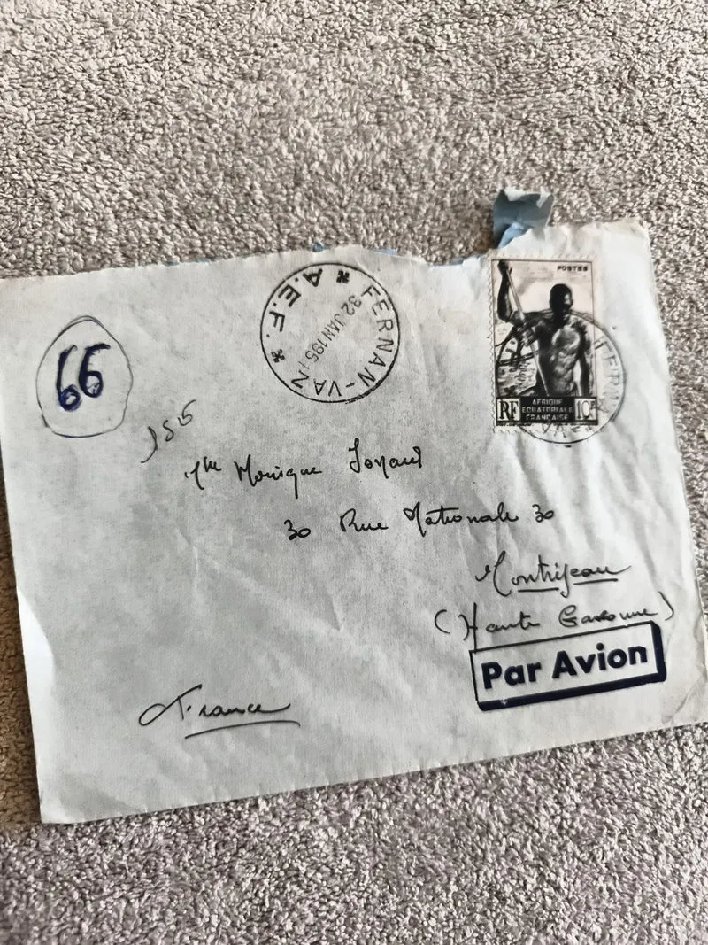 Lettre affranchie Afrique Équatoriale 1951, cachet Fernan-Vaz, Par Avion