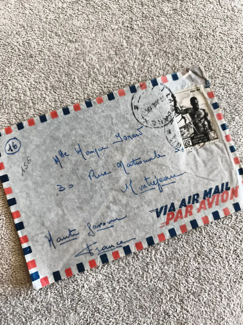 Lettre avion affranchie RF Afrique Occidentale timbre 10c airmail France philaté