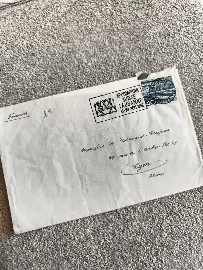 Lettre affranchie Suisse 1952 Lausanne 40c, cachet Comptoir, philatélie France