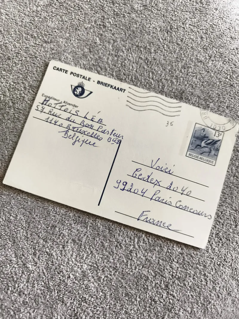 Carte postale Belgique affranchie 13F timbre 1990 philatélie écrite