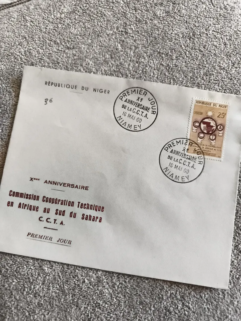 Lettre 1er jour Niger CCTA 1960 Xe anniversaire Afrique Sud Sahara philatélie