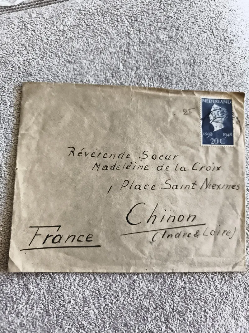 Lettre oblitérée Pays-Bas 1948 timbre 20c Nederland enveloppe philatélie France