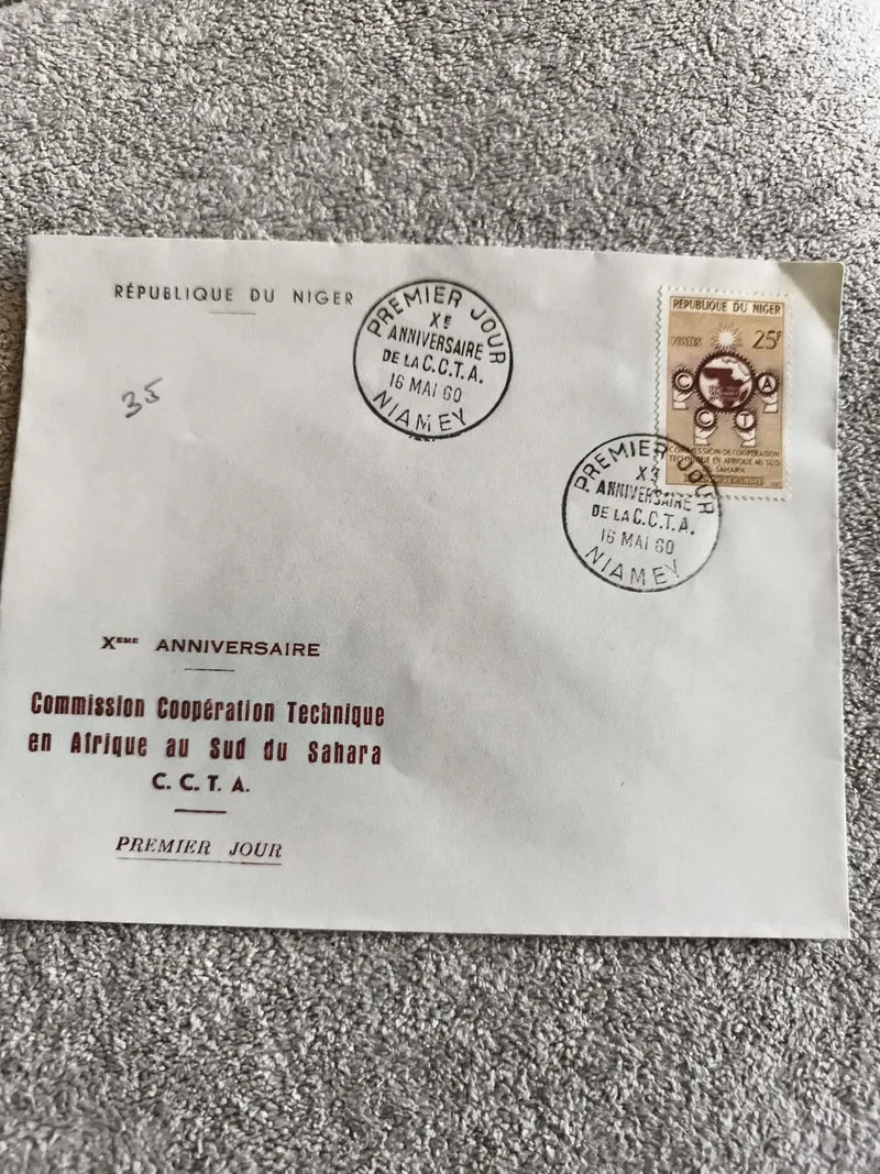 Lettre Premier Jour Niger 1960 CCTA timbre 25F Afrique, philatélie FDC
