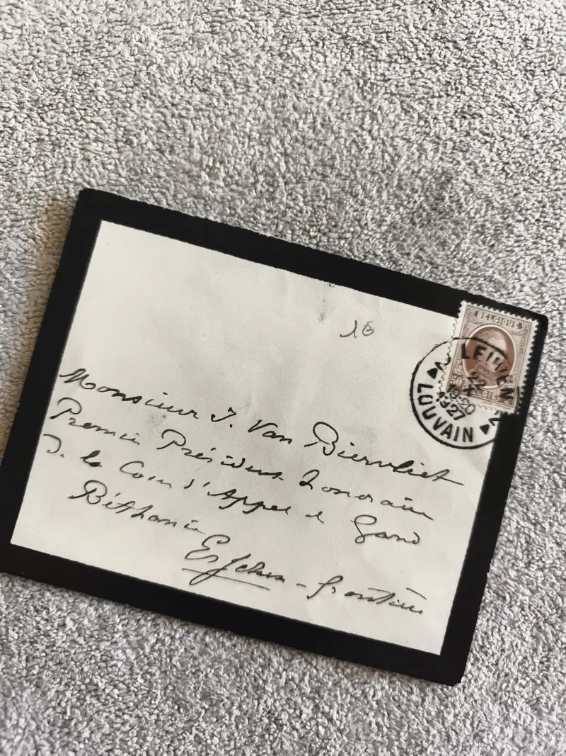 Lettre oblitérée Belgique 1927 timbre Louvain écriture manuscrite philatélie