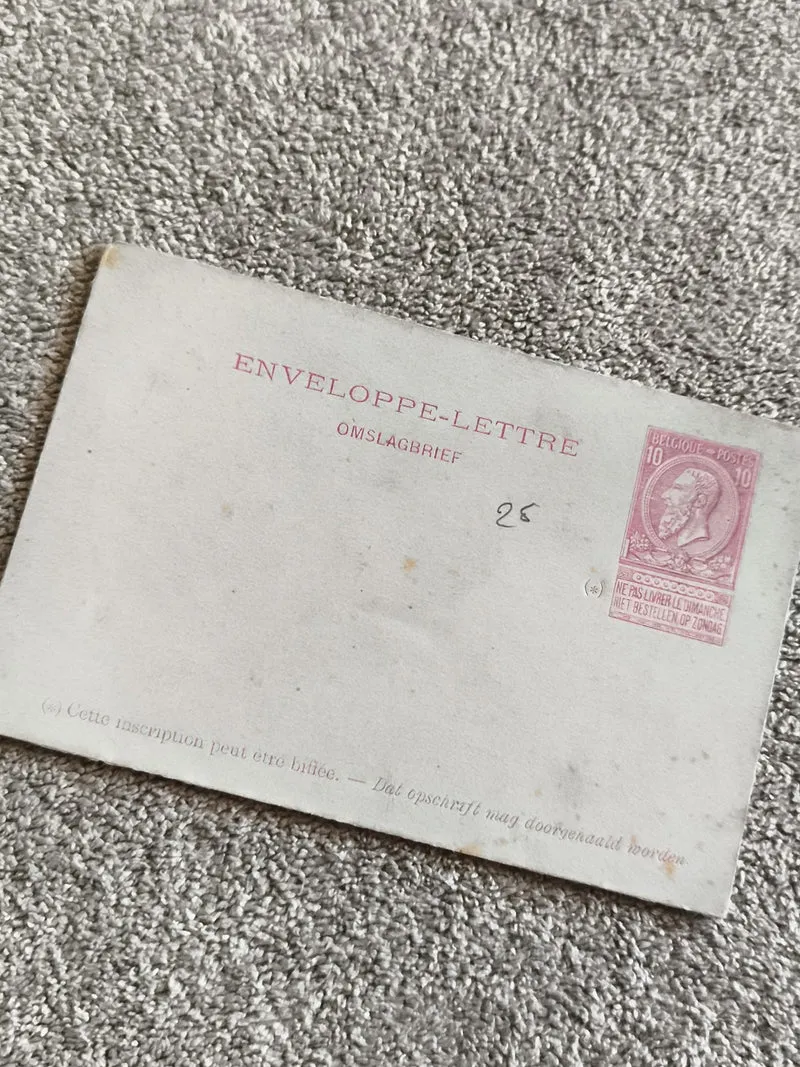 Enveloppe-lettre Belgique 10c philatélie oblitérée timbre imprimé rouge