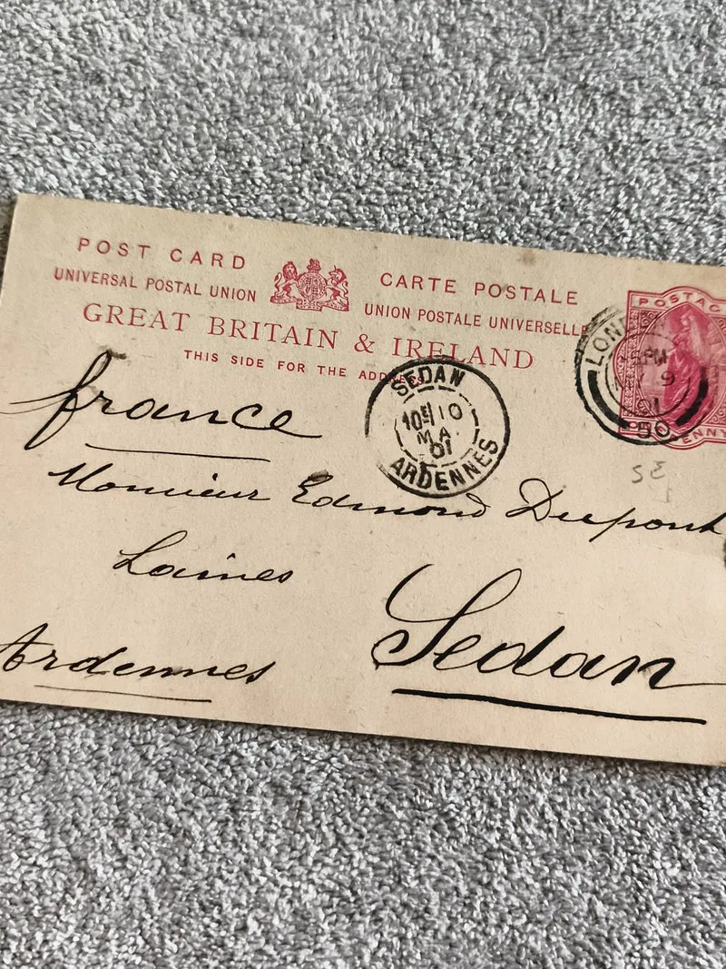 Carte postale GB & Ireland timbre 1901 affranchie Sedan philatélie Royaume-Uni