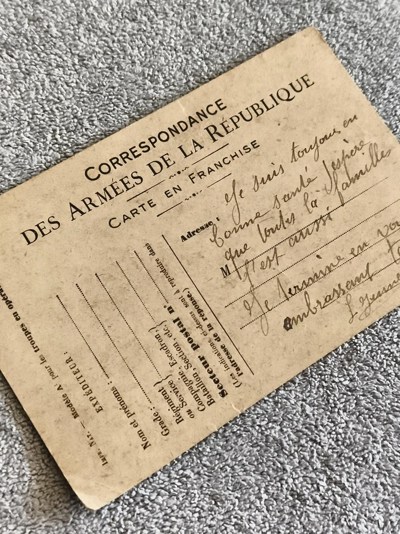 Carte militaire armée française, correspondance franchise, philatélie, début XXe