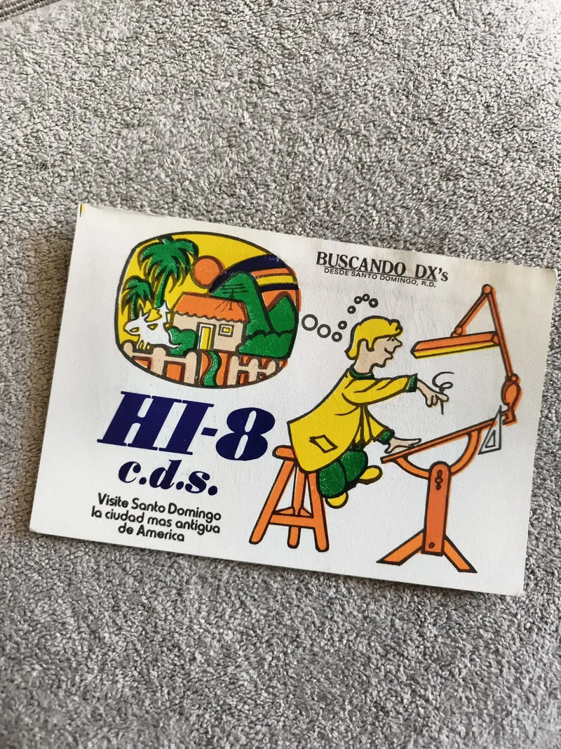 Carte QSL ancienne HI-8 c.d.s. Santo Domingo radio amateur vintage