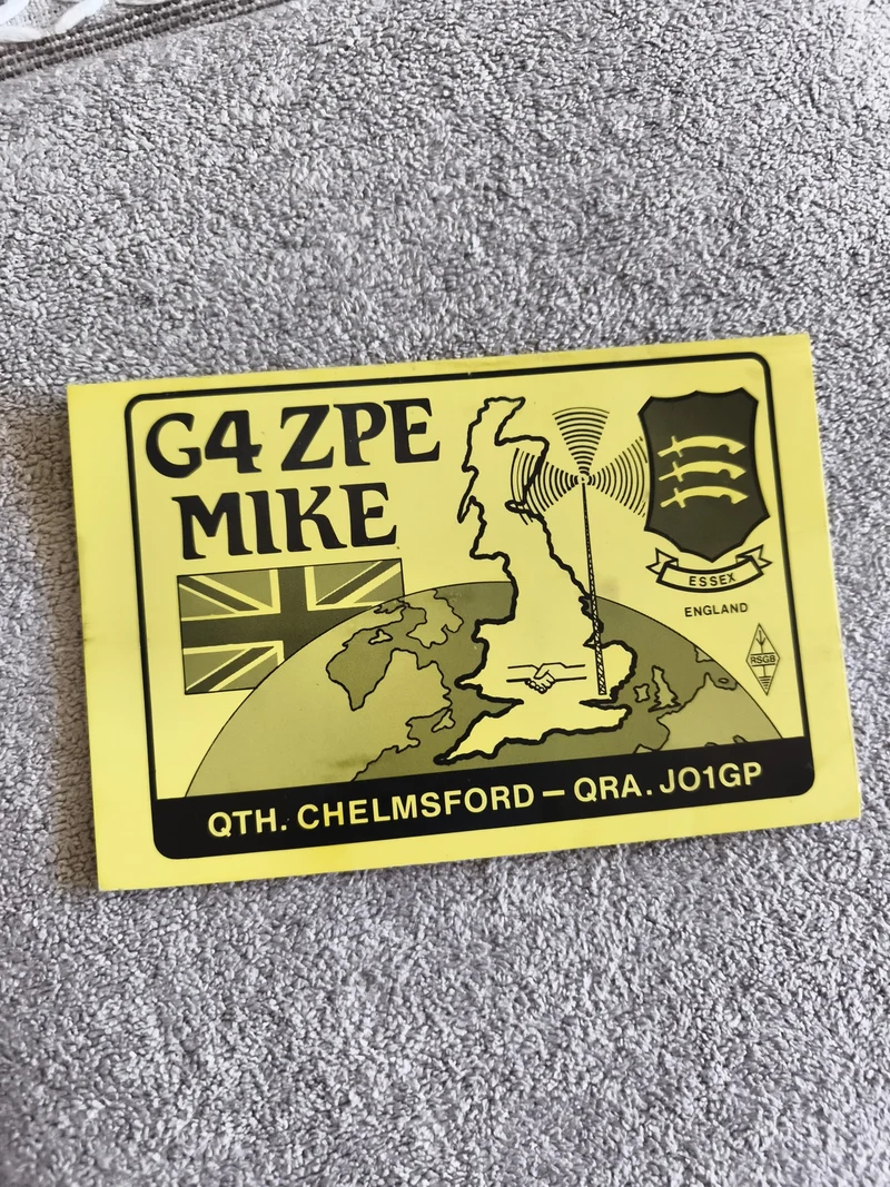 Carte QSL radioamateur G4 ZPE MIKE Chelmsford Essex vintage Angleterre