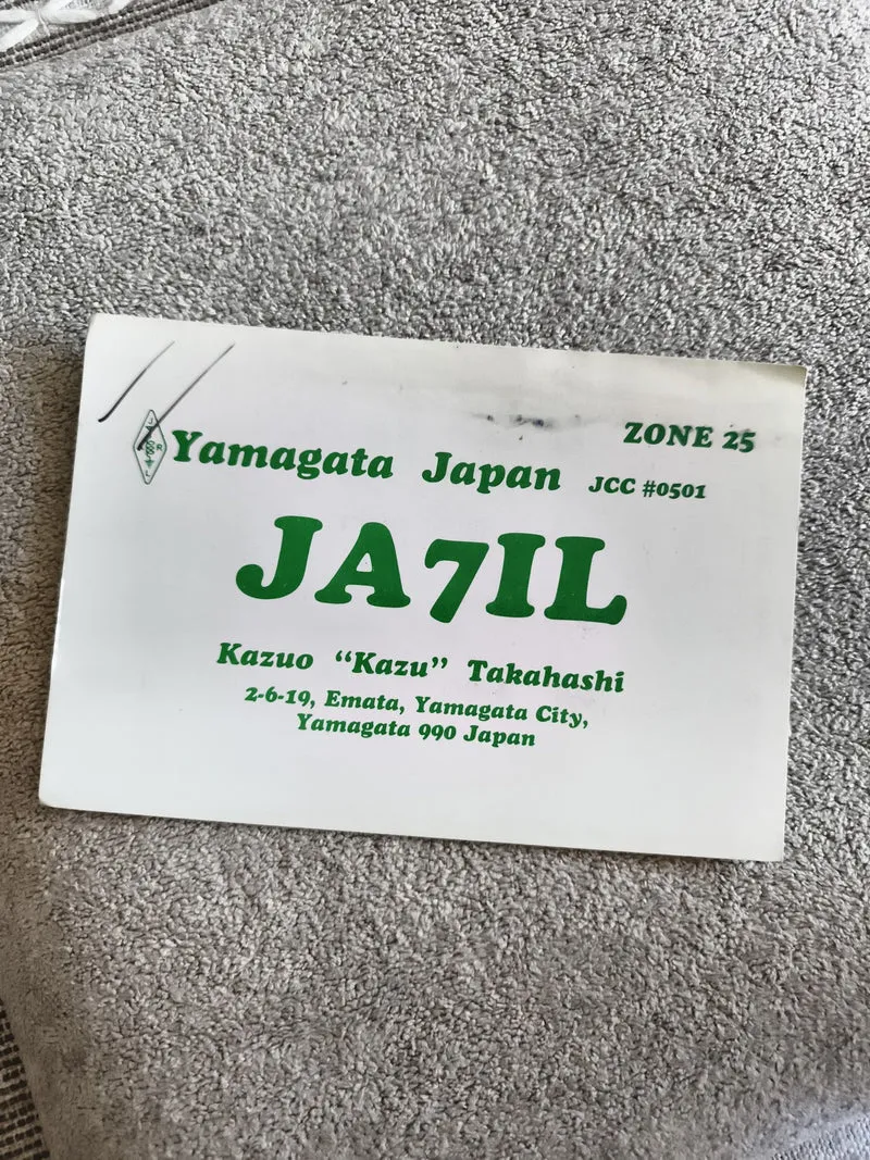 Carte QSL radio amateur JA7IL Yamagata Japan ancienne, Kazuo Takahashi