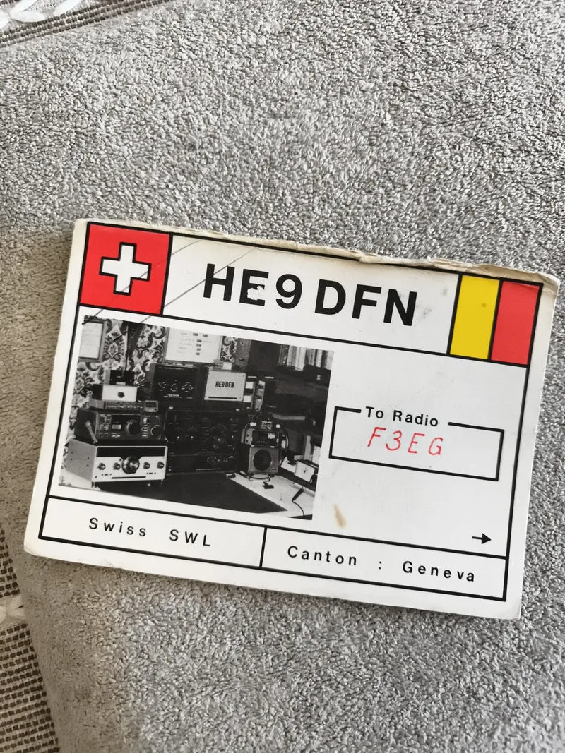 Carte QSL radioamateur ancienne Suisse HE9 DFN Genève vintage SWL