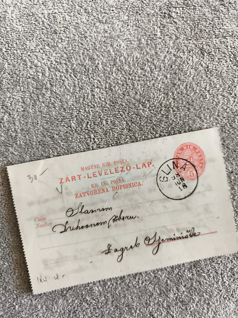 Carte postale Hongrie Zárt-Levelező-Lap oblitérée 1898 philatélie timbre rouge