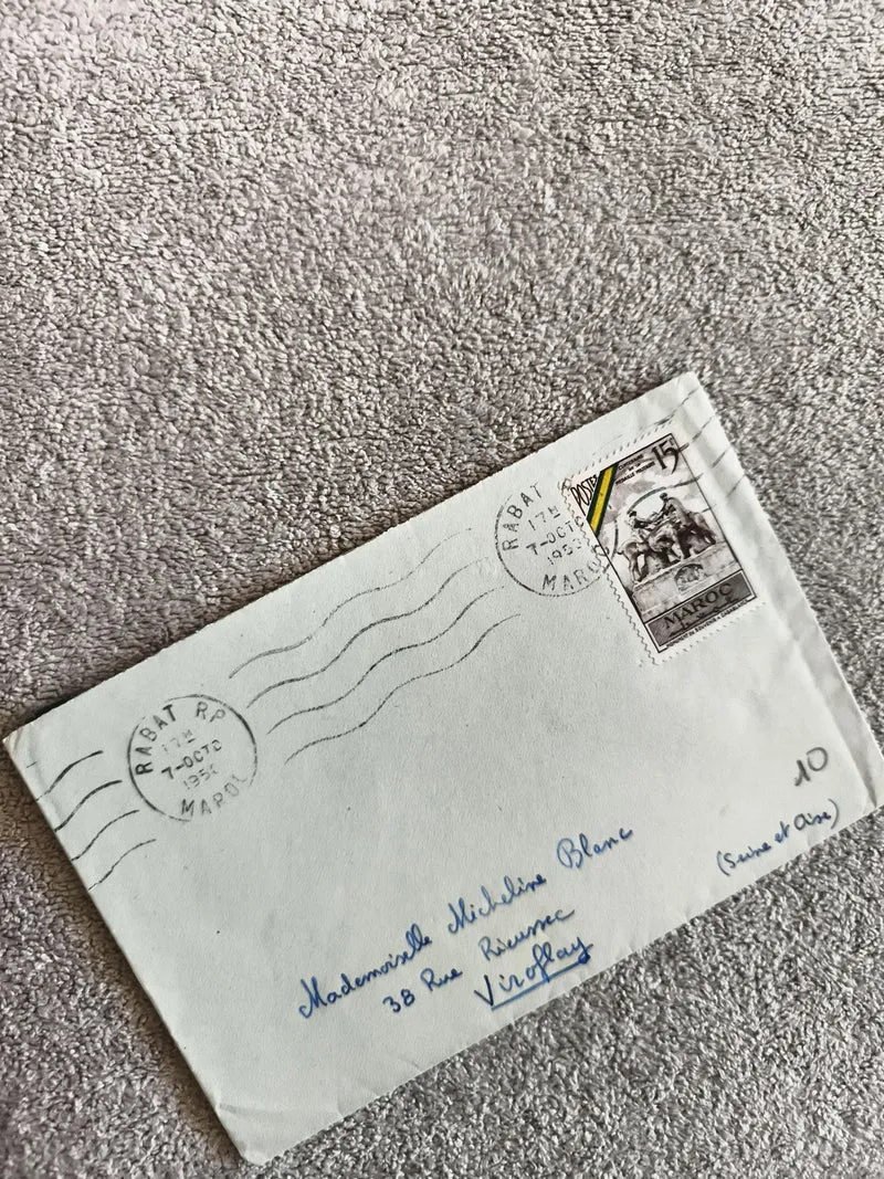 Lettre affranchie Maroc 1975 cachet Rabat timbre 15c philatélie enveloppe