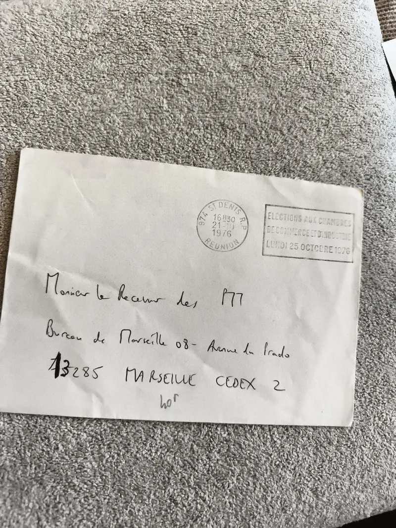 Lettre cachet postal St Denis Réunion 1976 Marseille PTT philatélie