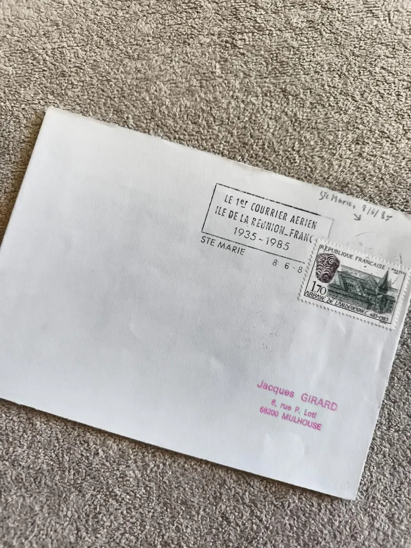 Lettre 1er jour La Réunion 1985 affranchie Abbaye Landevennec philatélie