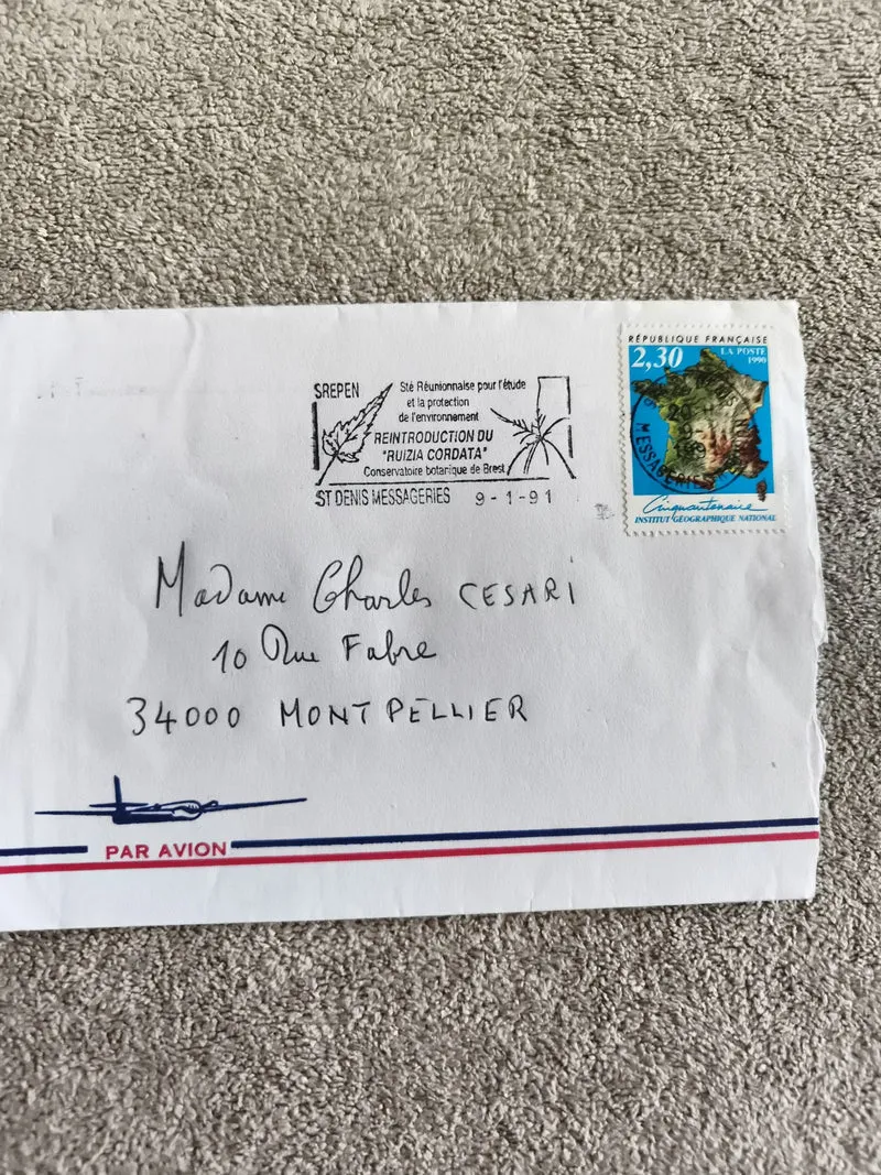 Lettre affranchie France 1991 timbre 2,30F carte Institut Géographique