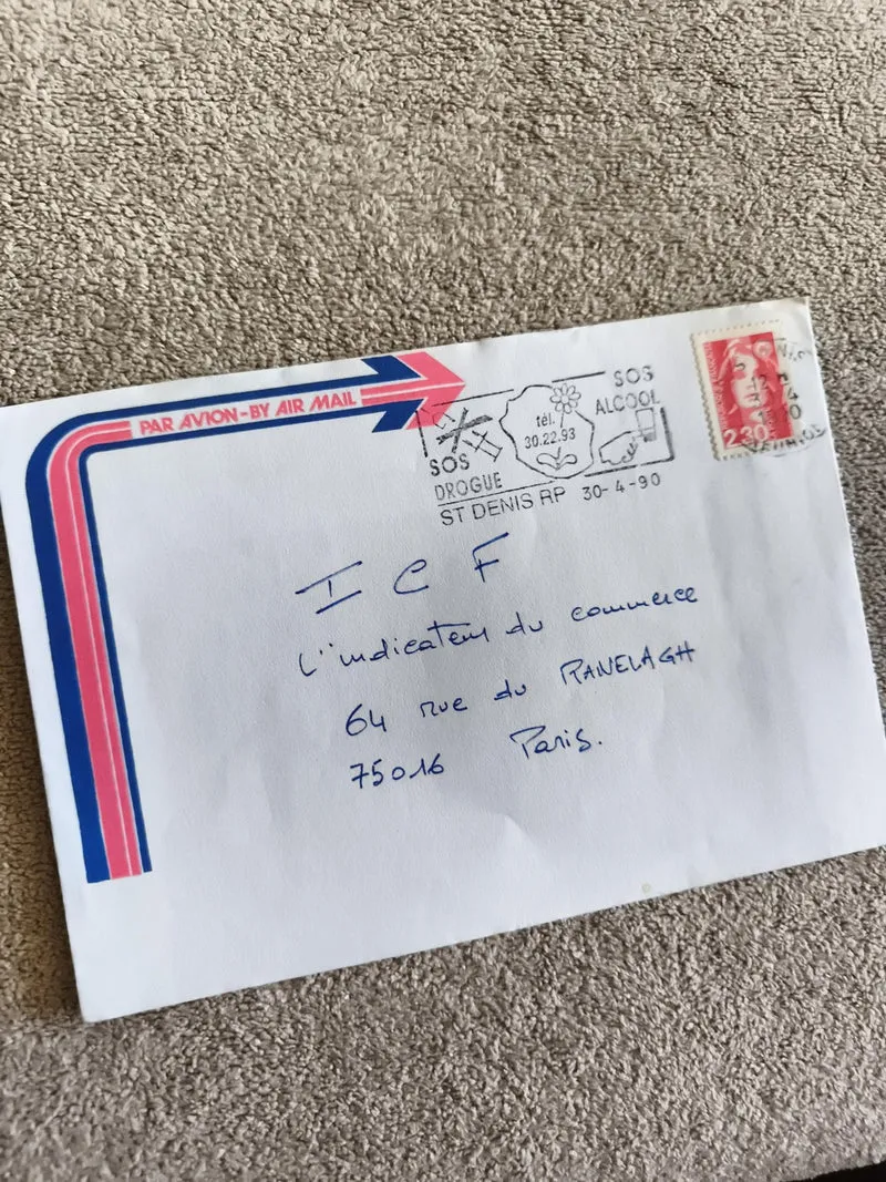Lettre affranchie France 2,30 Marianne, cachet SOS Drogue 1990, enveloppe Par Av