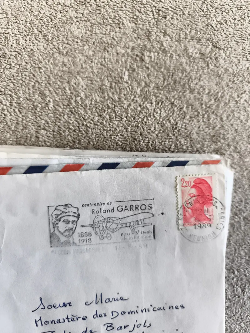 Lettre affranchie La Réunion 1988, timbre Marianne 2,20 F, cachet Roland Garros